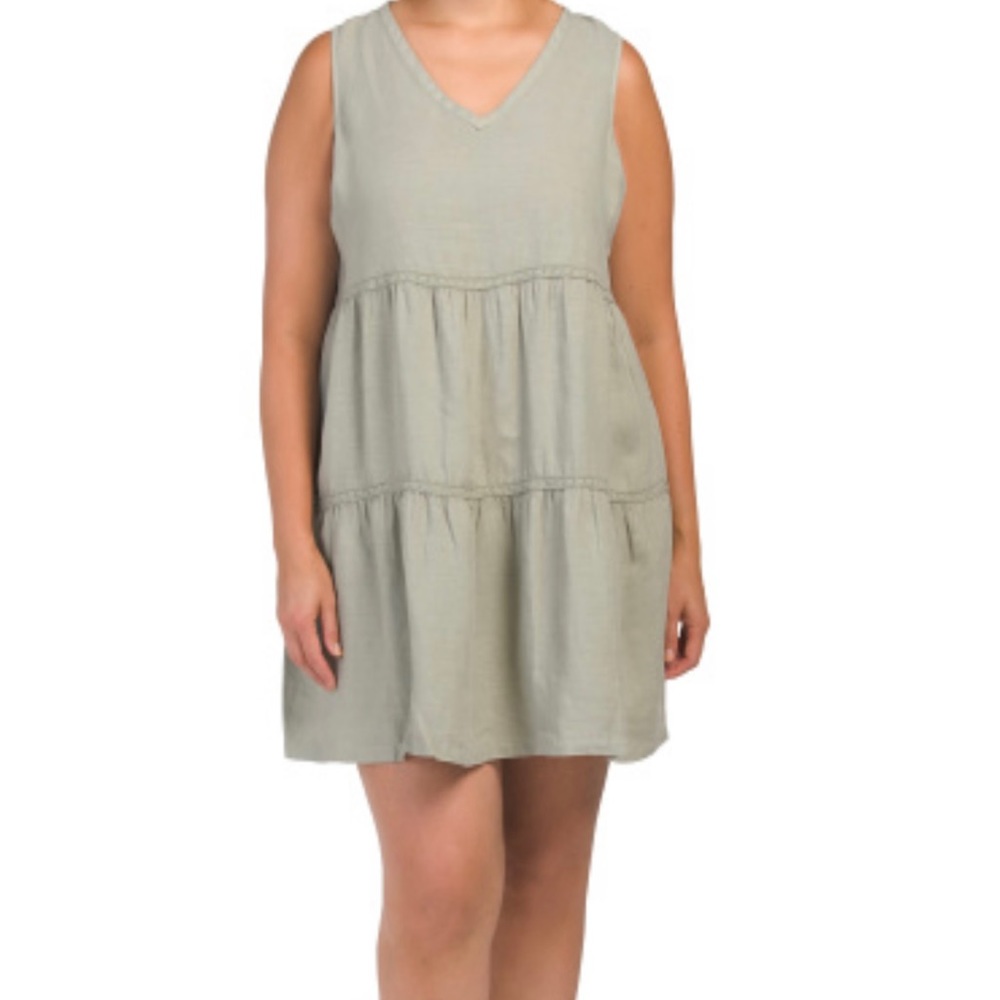 Linen Lucky Brand Dress Cute Plus Size NWT Sz 1X Sleeveless V Neck